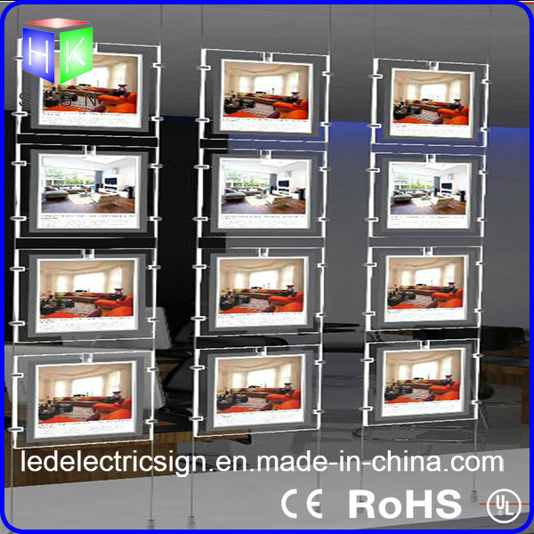 Landscape Crystal Acrylic Hanging LED Light Box for Real Estate Agency Window Display