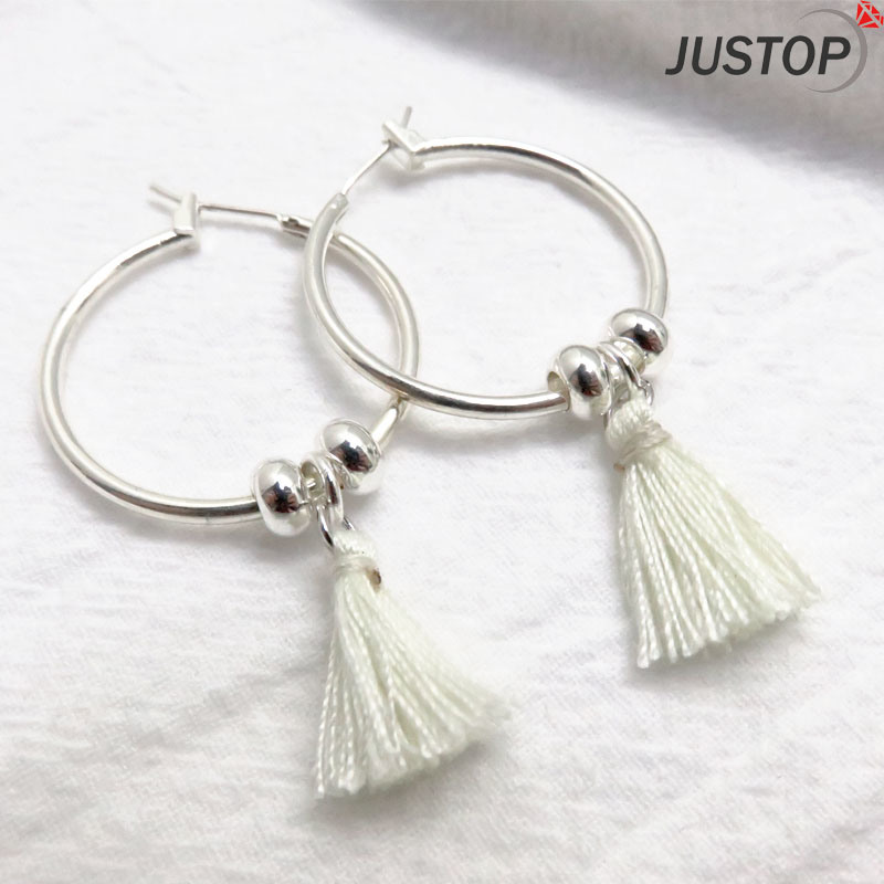 Fashion Jewelry White Thread Tassels Earrings for Women