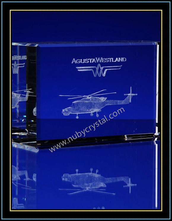 Crystal 3D Laser Etched Helicopter for Airforce Souvenir Gift