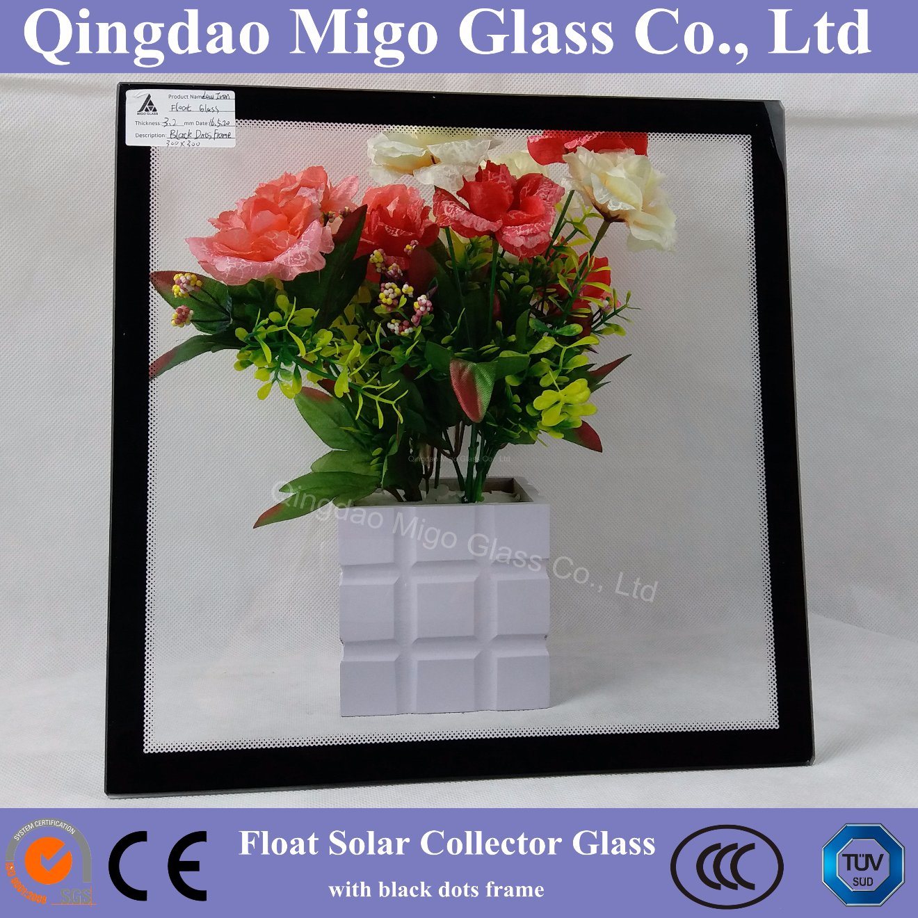 Newest Tempered Solar Collector Glass with Black Dots Frame