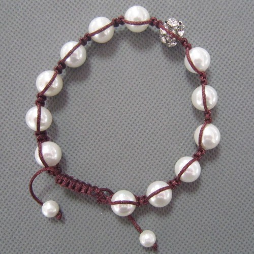 White Mother of Pearl Bracelet, Sparkle Crystal Bracelet (BP135)