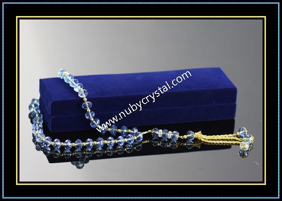 33PCS Machine Cut Blue Crystal Glass Rosary (k8)