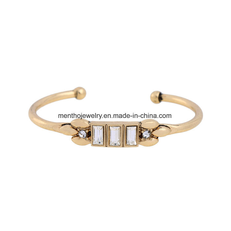 New Cheap Alloy Opening Bracelet Rectangular Design Crystal Jewelry for Girls