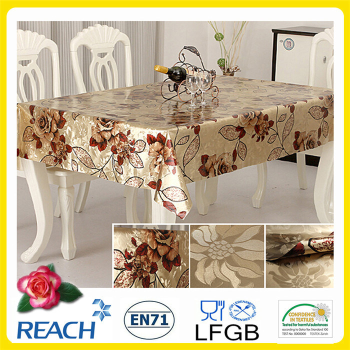 PVC Golden and Emboss Table Overlay Factory