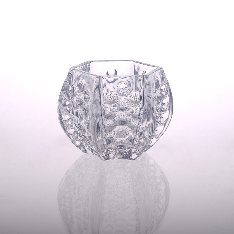 Hexagon Crystal Glass Candle Jar