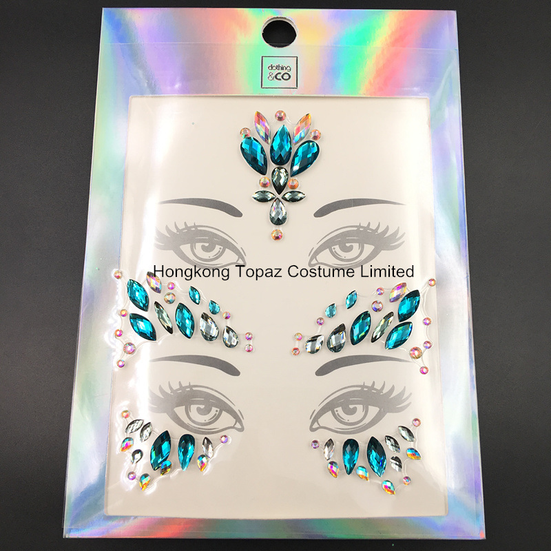 Temporary Rhinestone Gem Face Jewel Stickers Eyes Tattoo Transfer Eyeshadow Face Jewels (J83)