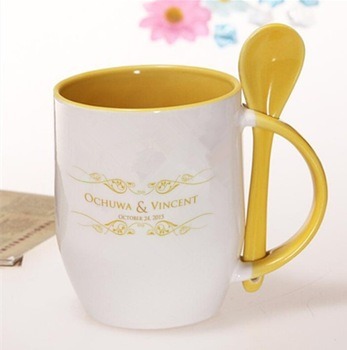 Promotional Ceramic Spoon Mug with Logo Customized