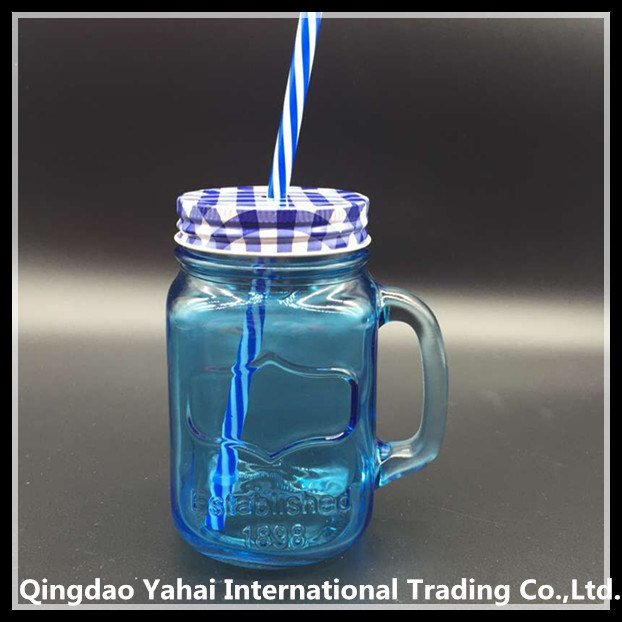 450ml Blue Colored Glass Mason Jar / Mason Jar