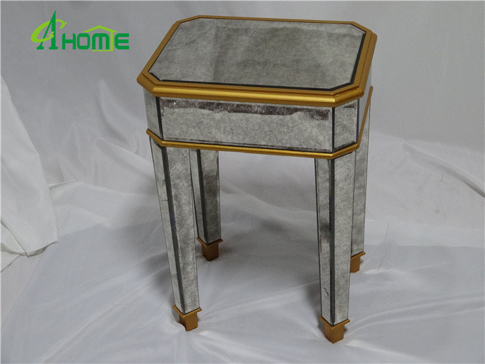 Small Mirrored Golden Office Tea Table Chinese End Table