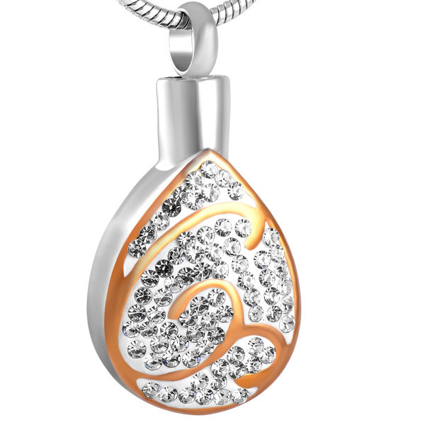 Hot Selling Teardrop Crystals Inlay Cremation Pendant Necklace