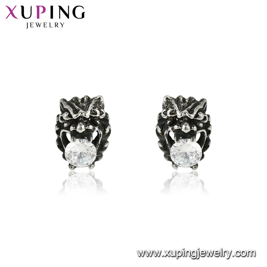 95551 Chinese Style Latest Designs Dragon Shape Stainless Steel Diamond Stud Earring