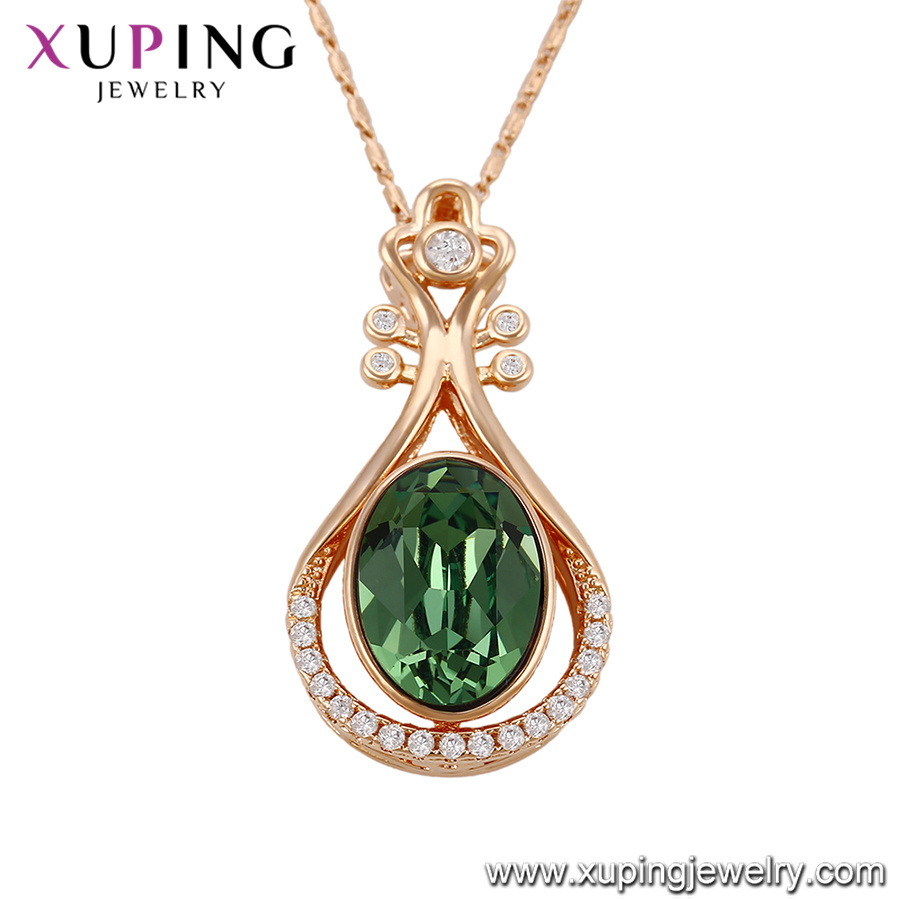 43162 Xuping Wholesale Copper Alloy Gold Plated Crystals From Swarovski Imitation Diamond Necklace