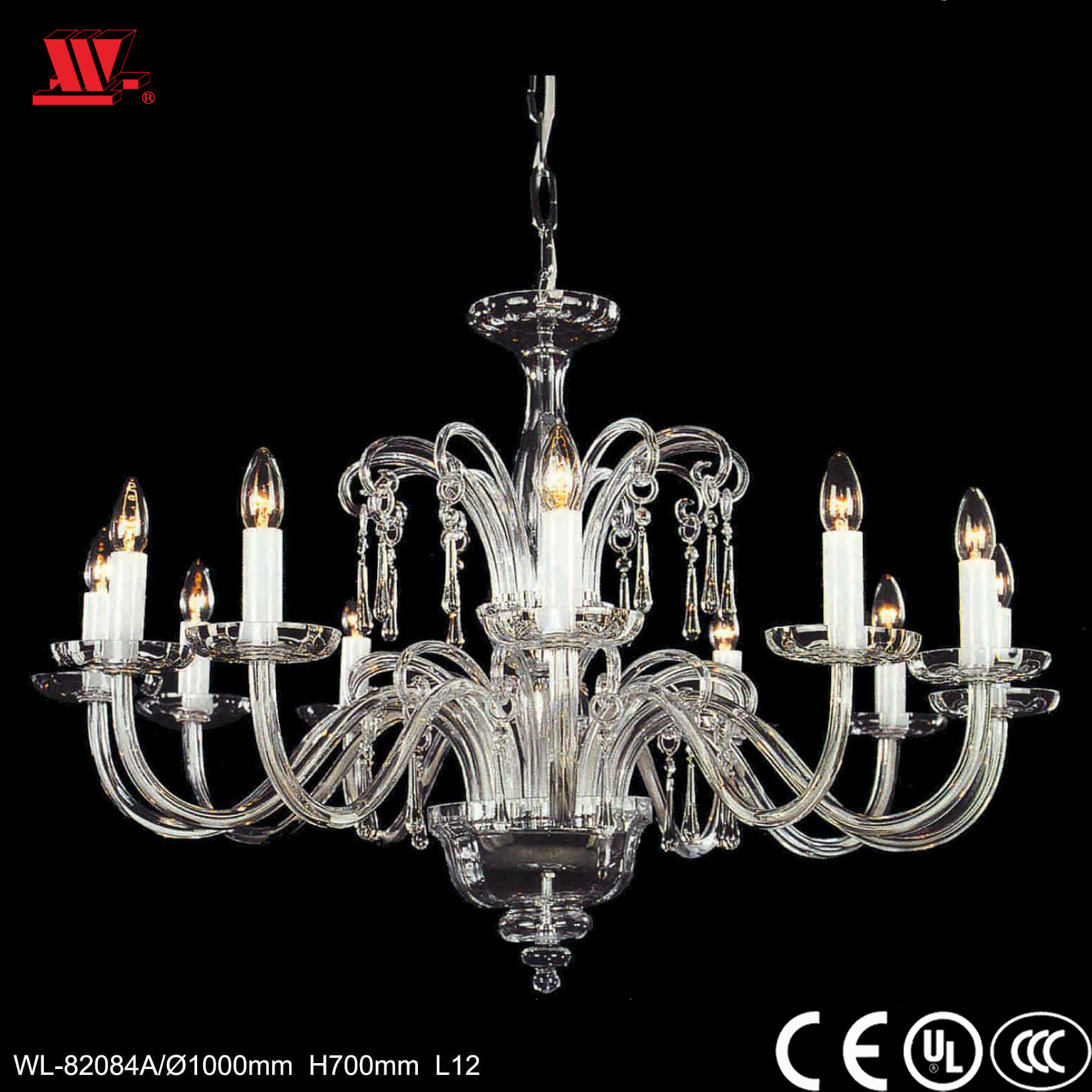 Traditional Crystal Chandelier with Glass Decoration Wl-82084A