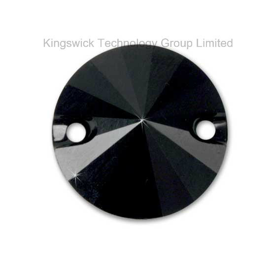 Black 10mm Round Sew on Crystal Rhinestone with 2 Holes