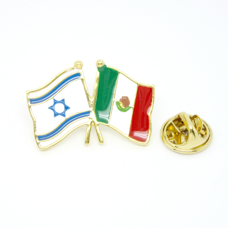 China Enamel Jewelry Manufacturer Metal Flag Pin Badge, Custom Friendship Mexico Flag Pin