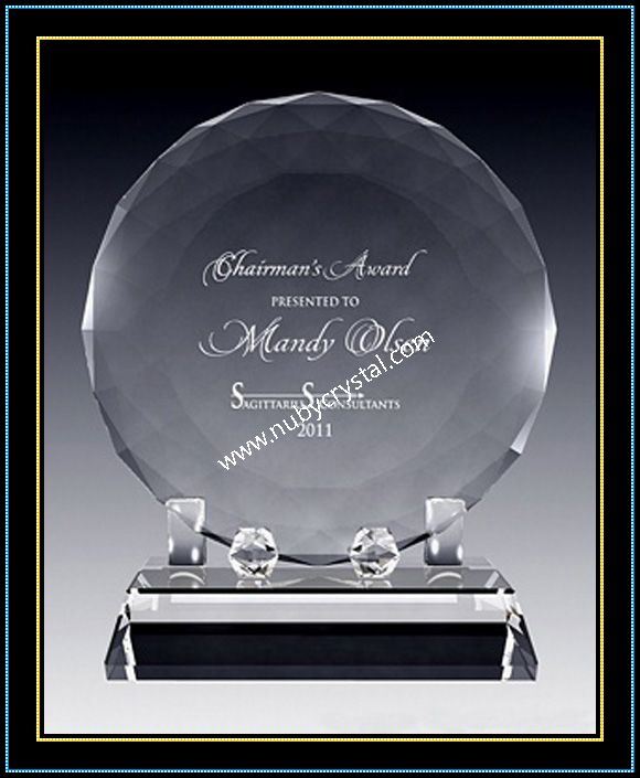 Faceted Crystal Disk Award Plaques for Singer 6