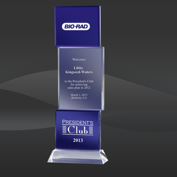 Threefold Blue Crystal Award (MPI-CR-A1118BU-10)