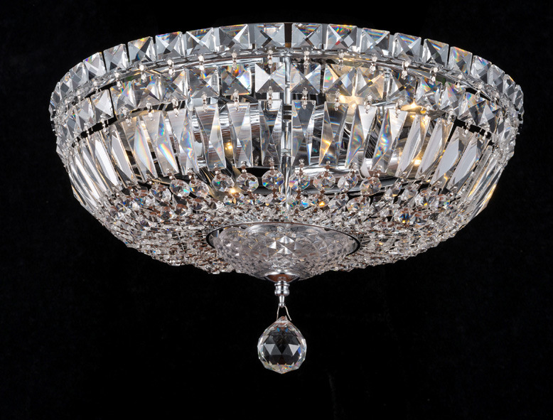 Long Life Round Base Antique Ceiling Light with Crystal Glass