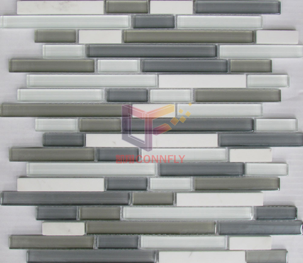 Marble Stone with Grey and White Crystal Mosaic (CFS603)