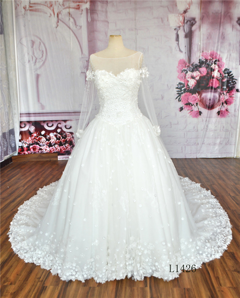 Brilliant Long Sleeve Wedding Dress Ball Gown