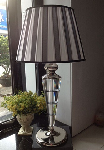 Phine 90250 Clear Crystal Table Lamp with Fabric Shade