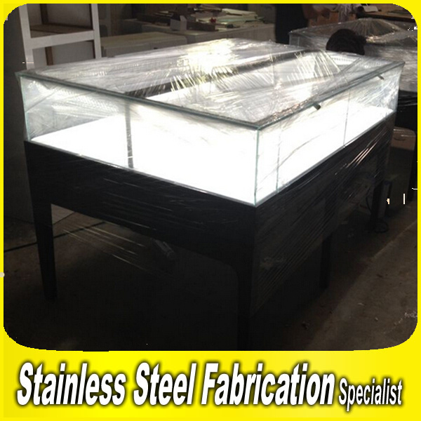 Keenhai Custom-Made Stainless Steel+Glass Display Case for Jewelry
