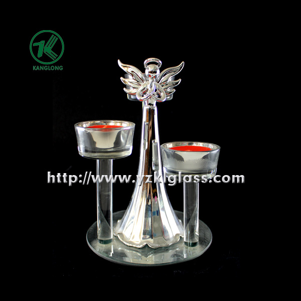 Single Color Glass Candle Set with Three Posts (KL100228-19)