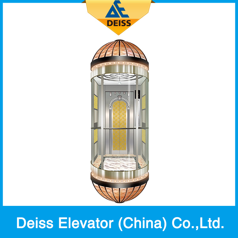 Vvvf Traction Drive Sightseeing Observation Panoramic Capsule Elevator
