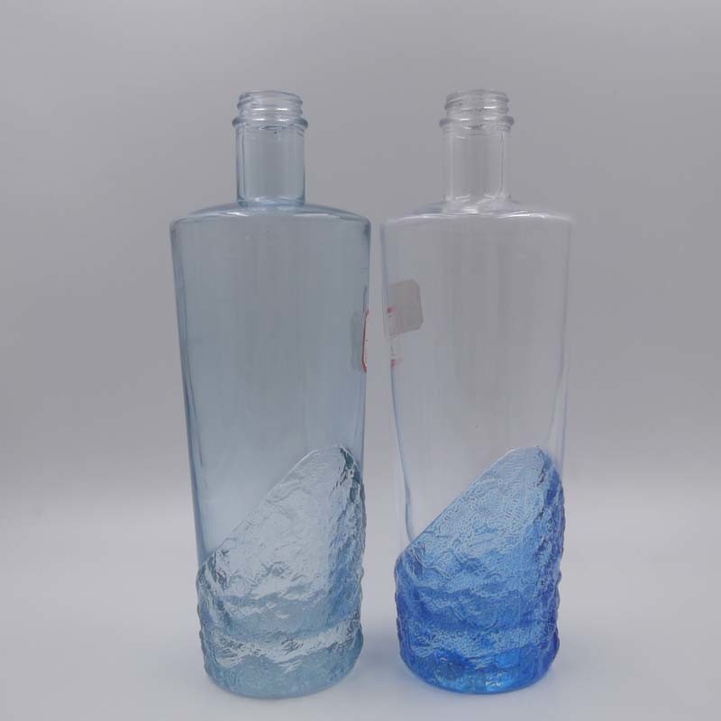 Painted Blue 700ml Liquor Bottles Whiskey Glass Bottle Vodka Decanter