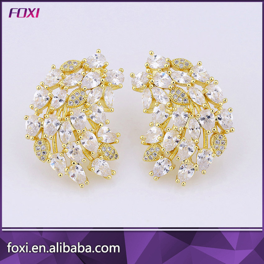 Fashion Zirconia Earrings with Semi Joias Ouro 18K China