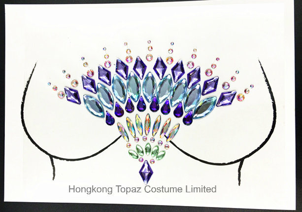 Bohemia Tribal Style 3D Crystal Sticker Body Chest Jewels Forehead Stage Decor Temporary Tattoo Sticker (SR-01)