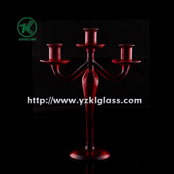 Red Glass Candle Holders for Home Decoration by BV