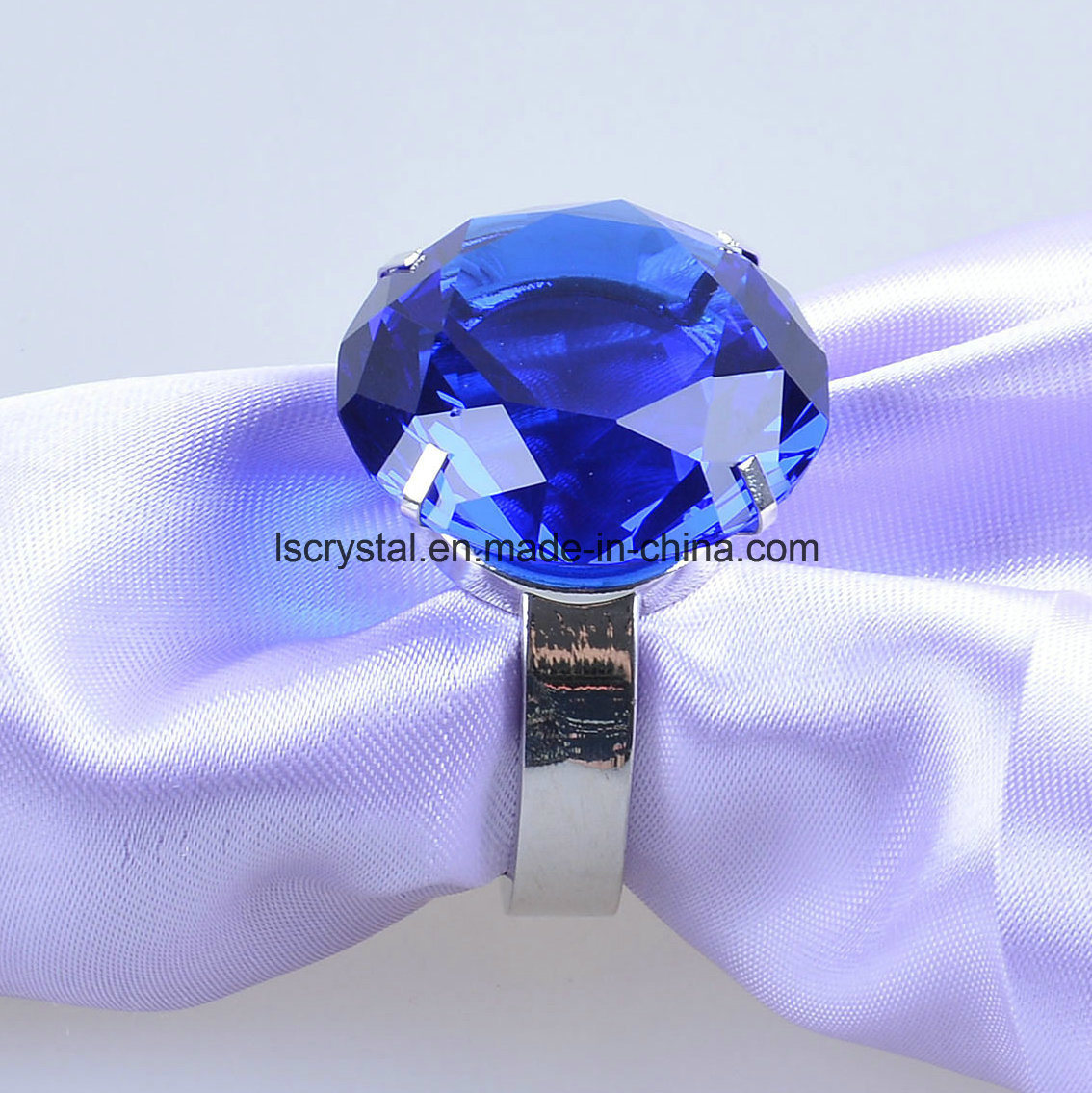 60mm Blue Crystal Glass Diamond Metal Napkin Ring Souvenirs