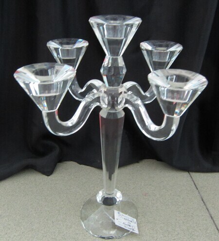 Crystal Candle Holder with Five Posters for Wedding Decoration