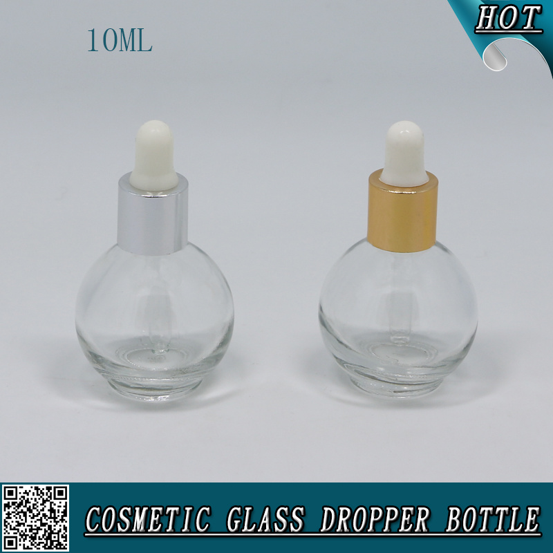 Oval Shaped Transparent Glass Essential Oil Dropper Bottle E Juice Bottle 10ml
