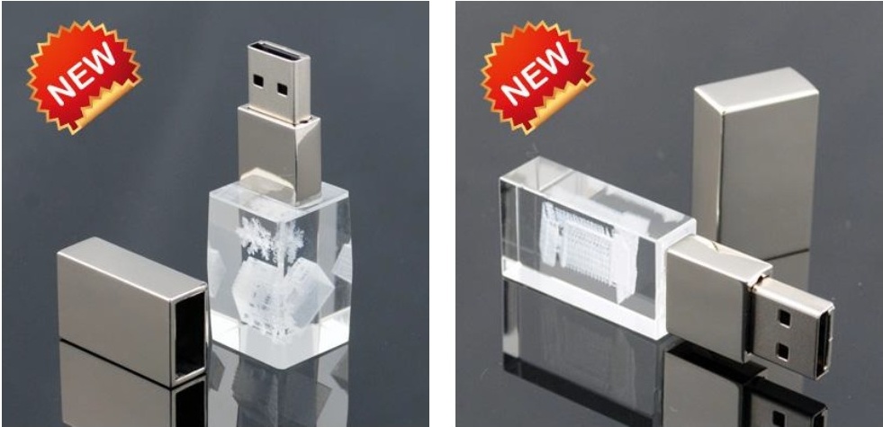 The Classical Crystal USB Flash Drive with 3D Logo