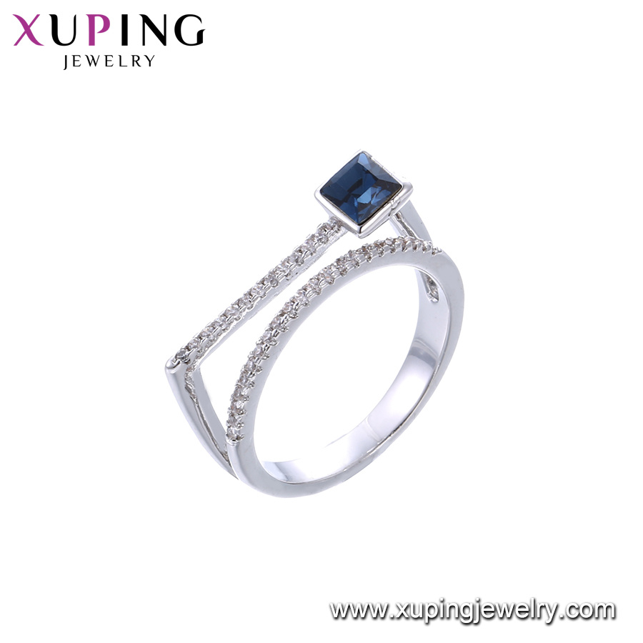 Xuping Diamond Engagement Ring Jewelry Custom Dubai Gold Ring Designs Crystals From Swarovski