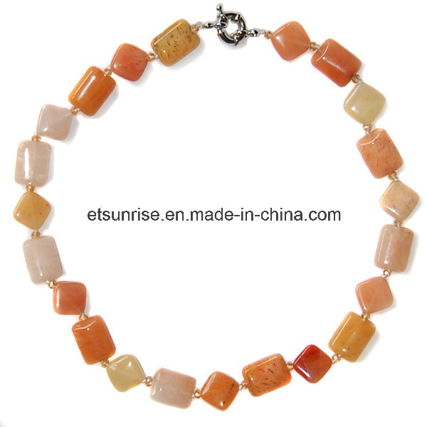 Semi Precious Stone Crystal Jewelry Fashion Necklace (ESB01383)