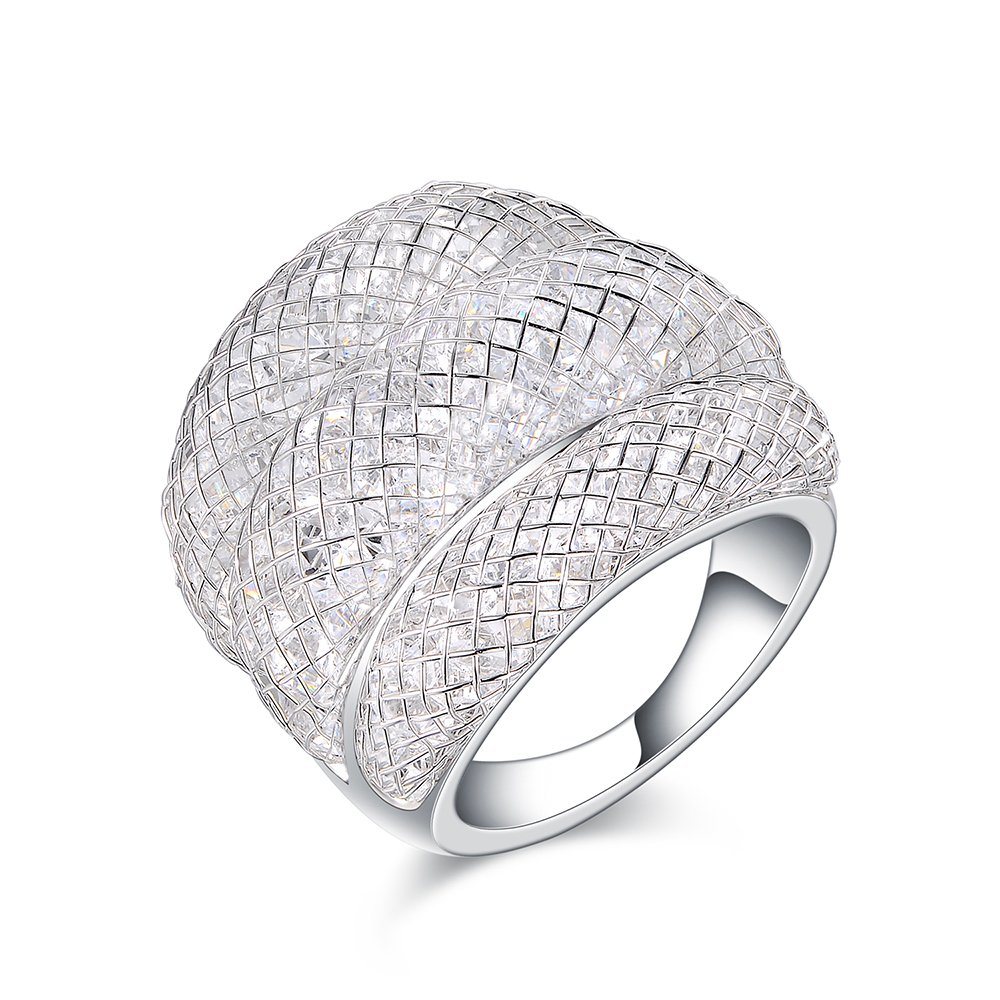 Platinum Plating Rhinestone Crystal Wedding Party Fashion Woman Ring