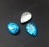 Wholesale Shiny 18mm Aquamarine Color Drop Crystal Fancy Stone Button