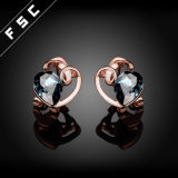 Wholesale Classic Blue Diamond Ear Clip Heart Shape Earrings