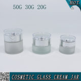 50g 30g 20g Cylinder Frosted Cosmetics Jar Glass with Acrylic Lid