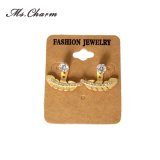 Gold Plated Crystal Rhinestone Leaf Stud Earrings for Women