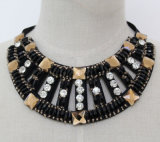 Women Fashion Costume Jewelry Square Crystal Chunky Choker Necklace Collar (JE0152)