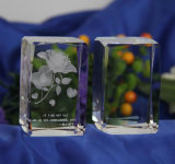 Crystal Block Glass Cube with 3D Laser Engraing Custom Logo