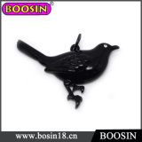 Vintage Jet Black Living Animals Black Birds Charm Necklace#17399