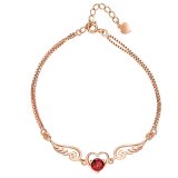 Korean Fashion Love Heart Birthday Gift 18K Rose Gold Girl Woman 925 Silver Jewelry (552520098819)