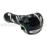 Black Skull Head Bowl Glass Hand Pipe (ES-HP-217)