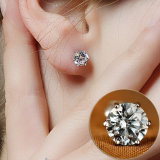 Simple New Design Rhinestone Crystal Silver Ear Studs