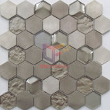 Hexagon Light Gold Color Aluminium Mix Crystal Mosaic Tile (CFM1029)